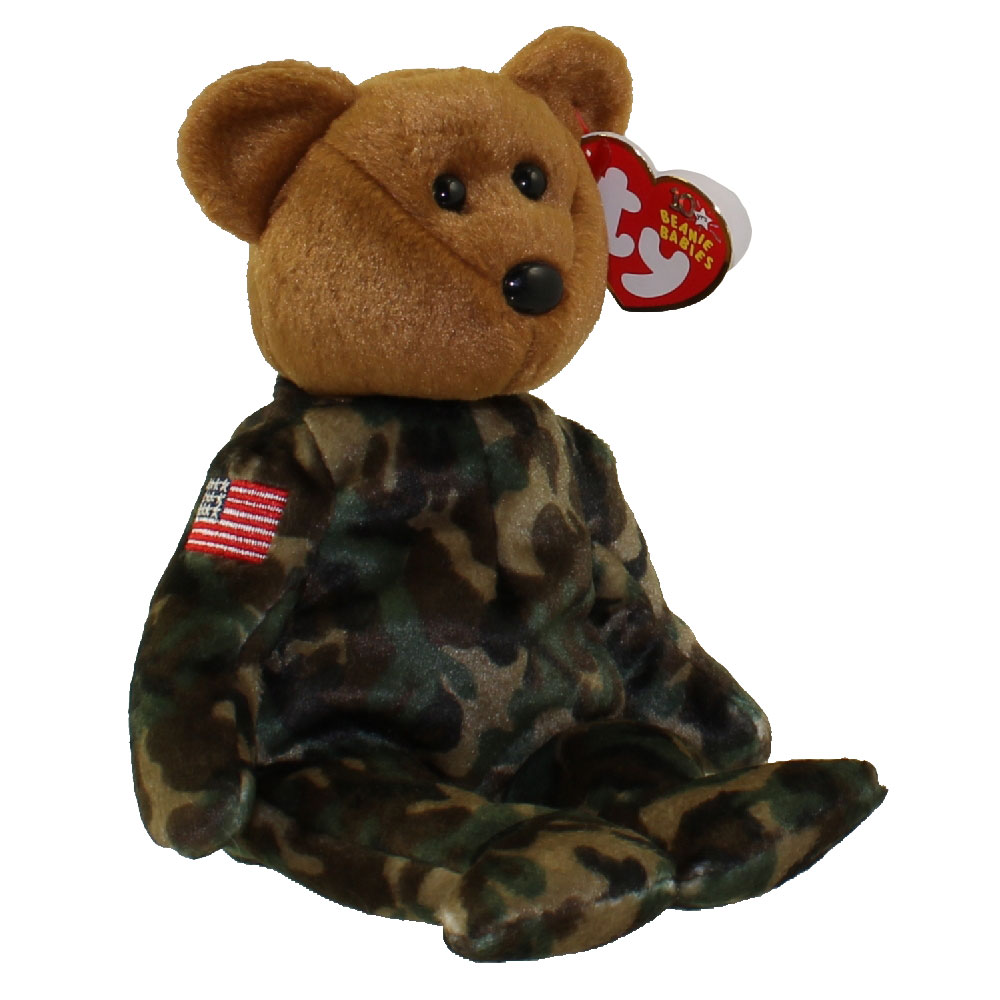 TY Beanie Baby - HERO the USO Military Bear (w/ US Flag on ...