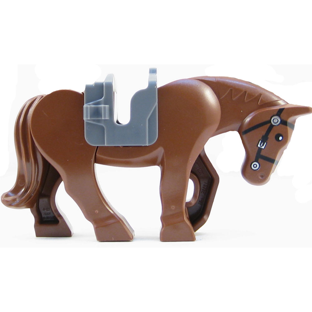LEGO Animal Minifigure BROWN REARING HORSE with Gray Saddle (Mint