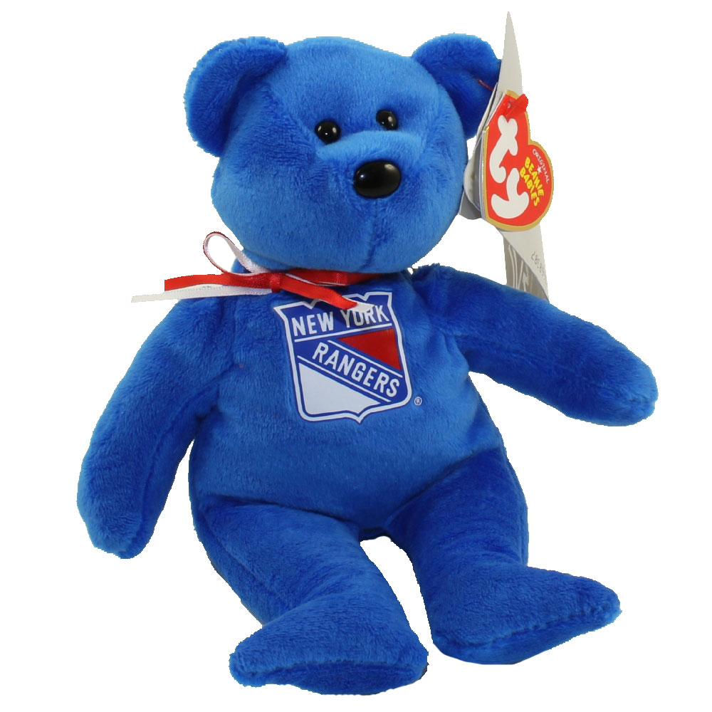 TY Beanie Baby NHL Hockey Bear NEW YORK RANGERS (8 inch) (Mint