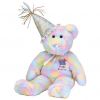 TY Beanie Buddy - HAPPY BIRTHDAY the Bear (Pastel Ty-dyed w/ hat) (15.5 inch) (Mint)
