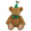 TY Beanie Buddy - HAPPY BIRTHDAY the Bear (Green Hat & Tie) (13 inch) (Mint)