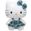 TY Beanie Buddy - HELLO KITTY (AQUA TARTAN PLAID - 9.5 inch) (Mint)