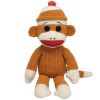 TY Beanie Buddy - SOCKS the Sock Monkey (Tan Corduroy) (Medium - 16 inch) (Mint)