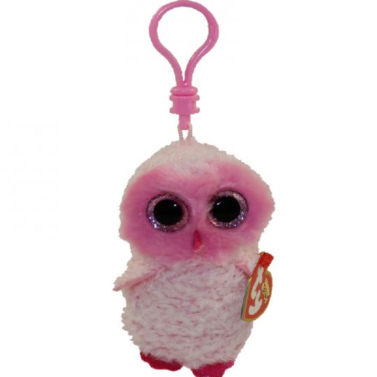TY Beanie Boos TWIGGY the Pink Owl (Plastic Key Clip) (Mint