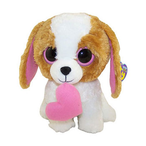 TY Beanie Boos COOKIE the Brown Dog w/Heart (Regular Size