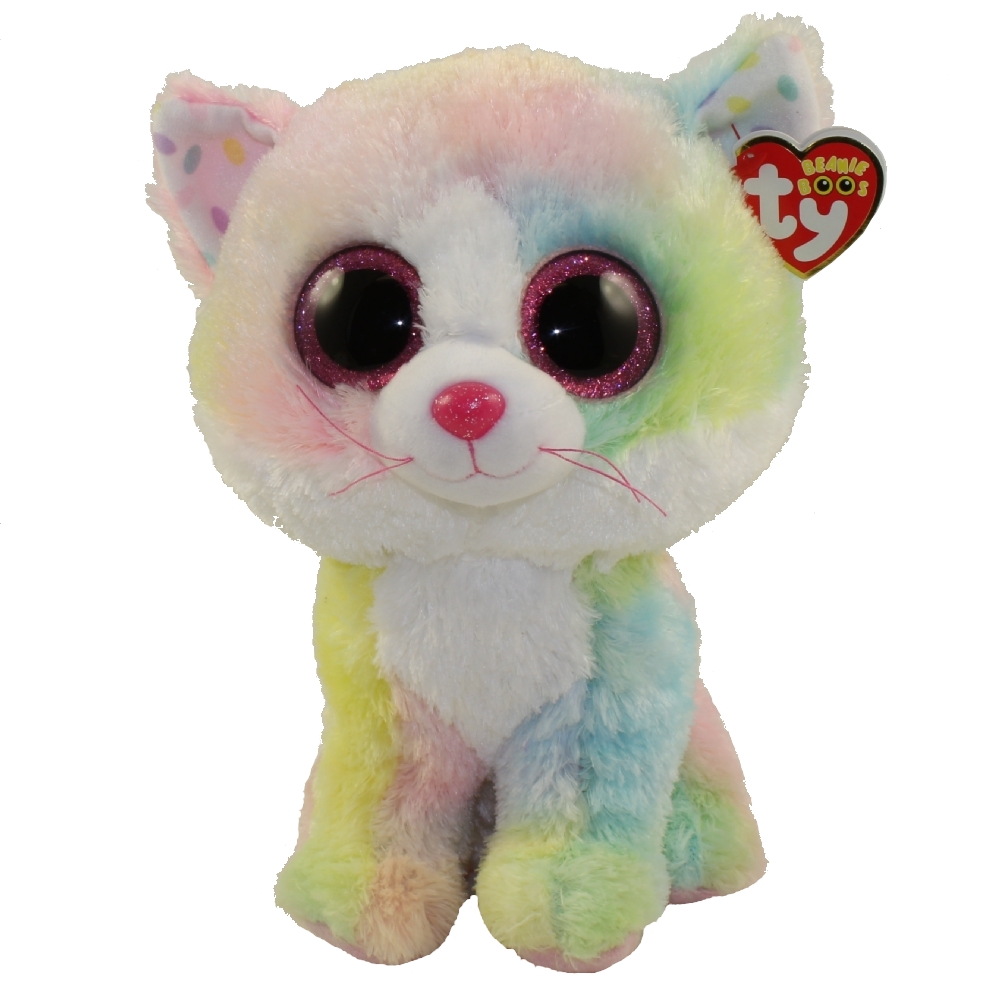 TY Beanie Boos FLUFFY the Rainbow Cat (Medium Size 9 inch) (Mint