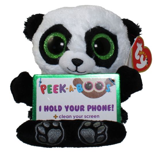 TY Beanie Boos Peek-A-Boos POO the Panda (4 inch Phone Holder) (Mint)
