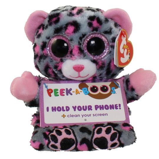 Stuffed Animal Peek A Boo Ty Beanie Baby Phone Holder TY Beanie Boos  Peek-A-Boos TRIXI The Leopard (4 Inch Phone
