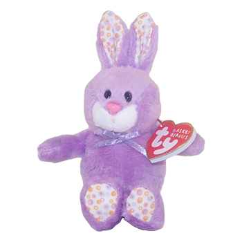 TY BLOOM the 5" PURPLE BUNNY BASKET BEANIE MINT with MINT TAG 