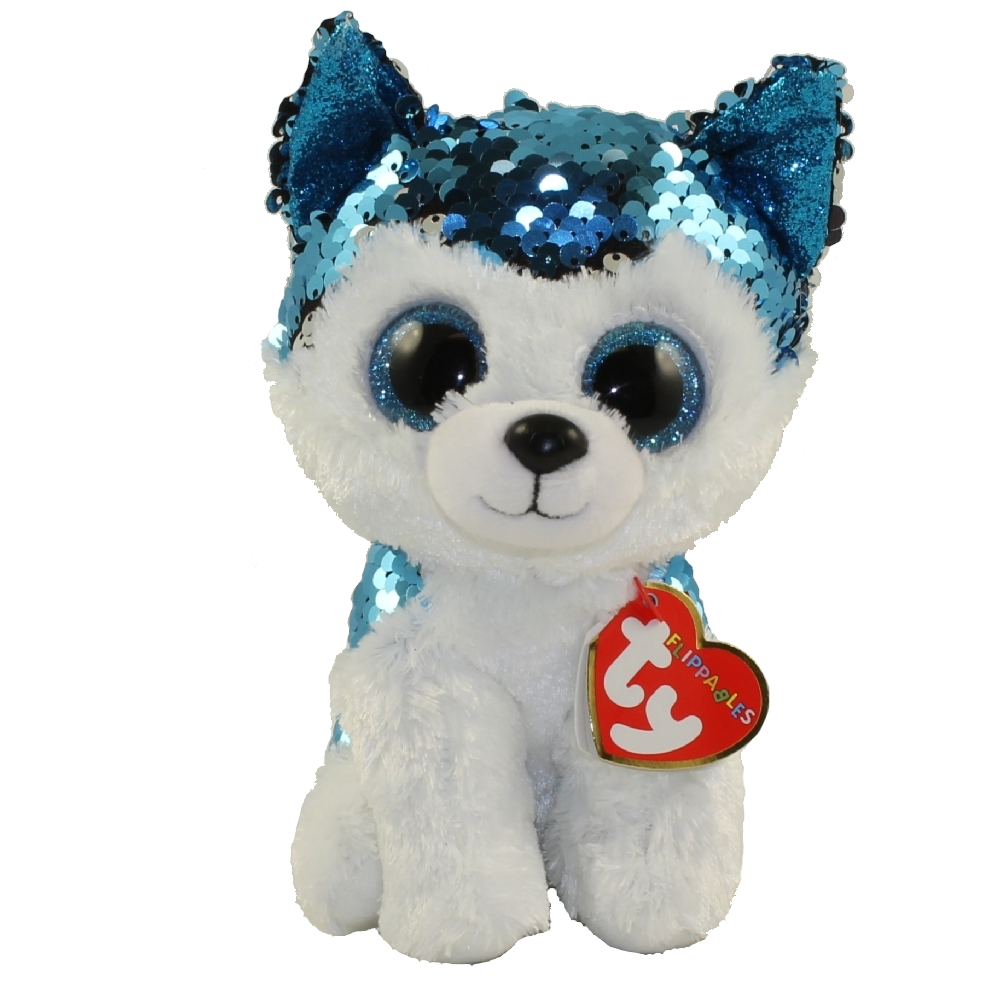 Details about   Ty Flippables Blue Husky Slush New 6” with Sequins 