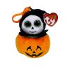 TY Halloweenie Beanie Baby - SPOOKY the Reaper in Pumpkin (Plastic Key Clip - 4 inch) (Mint)