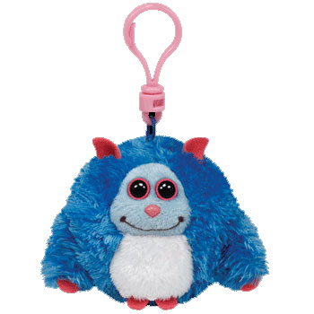 TY Monstaz - JERRY the Blue & Pink Monster (Plastic Key Clip - 3 inch) (Mint)