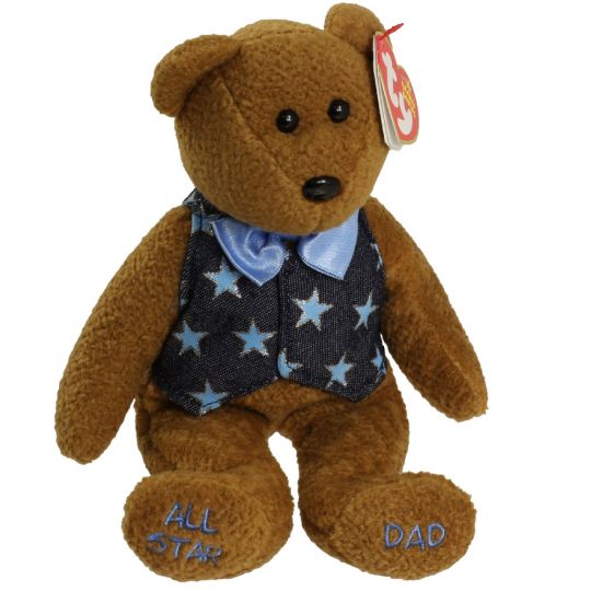 Ty Beanie Baby All Star Dad The Father's Day Bear MWMT 9.5" Vintage Stuffed Toy 
