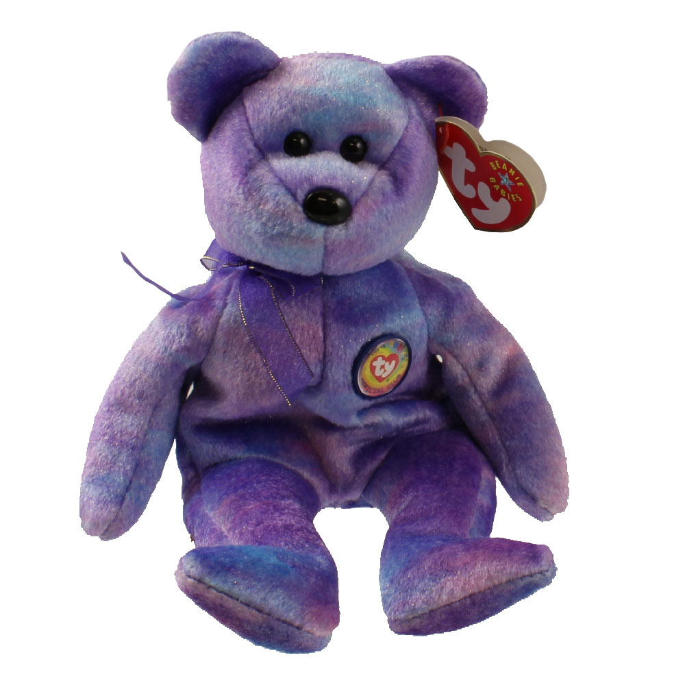 TY Beanie Baby - CLUBBY 4 the Bear (Rainbow Button) (8.5 inch - Mint) .