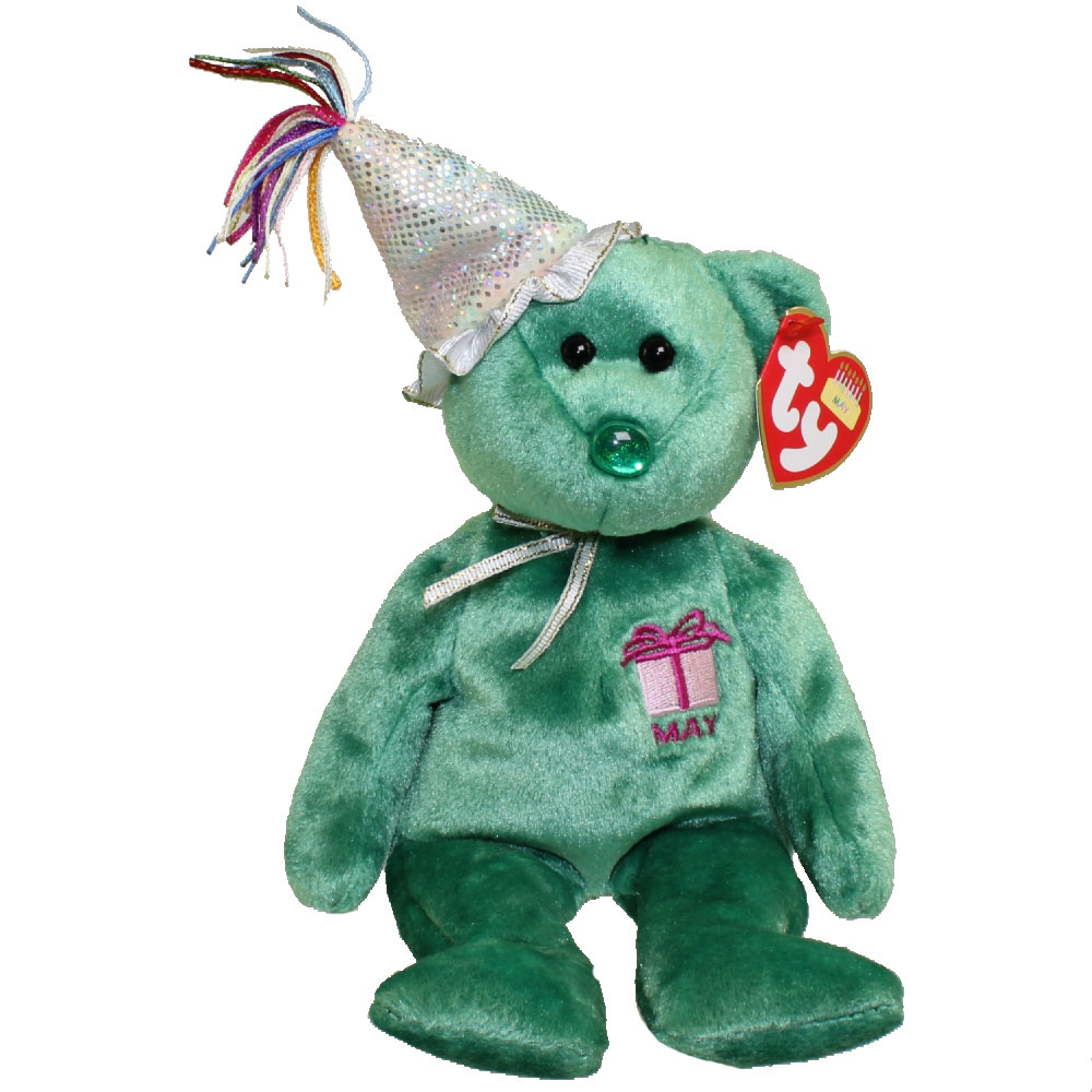 TY Beanie Baby - MAY the Teddy Birthday Bear (w/ hat) (9.5 inch) (Mint ...