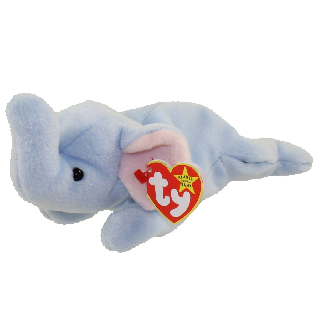 TY Beanie Baby PEANUT the Elephant (light blue) (9 inch) (Mint