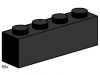 LEGO - 1x4 Black Bricks 3468 - (New & Sealed)