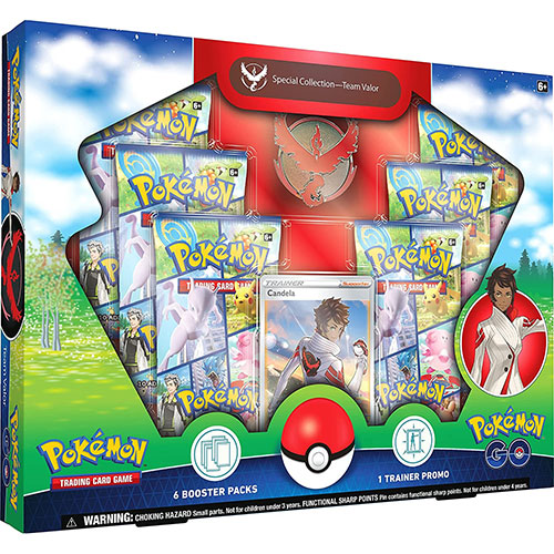 Pokemon Cards - POKEMON GO SPECIAL COLLECTION - TEAM VALOR (6 Packs, 1  Foil, 1 Pin) (New): Sell2BBNovelties.com: Sell TY Beanie Babies, Action  Figures, Barbies, Cards & Toys selling online
