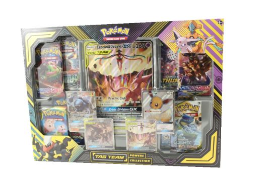 Pokemon Cards - TAG TEAM POWERS COLLECTION - ESPEON & DEOXYS-GX (8 Packs, 5 Foils & More) (New): Sell2BBNovelties.com: Sell TY Beanie Babies, Action Figures, Barbies, Cards & Toys selling online Pokemon Cards - TAG TEAM POWERS COLLECTION - ESPEON & DEOXYS-GX (8 Packs, 5 Foils & More) (New): Sell2BBNovelties.com: Sell TY Beanie Babies, Action Figures, Barbies, Cards & Toys selling online