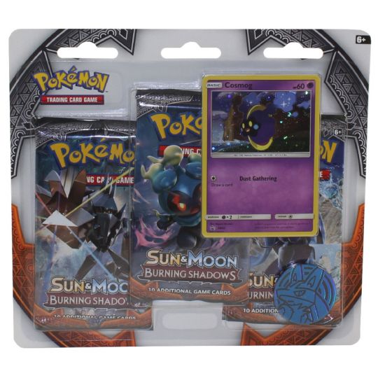 Pokemon Cards - S&M: Burning Shadows - COSMOG BLISTER PACK (3 Boosters & 1  Foil) (New): Sell2BBNovelties.com: Sell TY Beanie Babies, Action Figures,  Barbies, Cards & Toys selling online