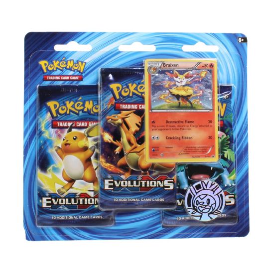 Pokemon Cards - XY Evolutions - BLISTER PACK (3 Boosters & 1 Braixen Foil)  (New): Sell2BBNovelties.com: Sell TY Beanie Babies, Action Figures,  Barbies, Cards & Toys selling online