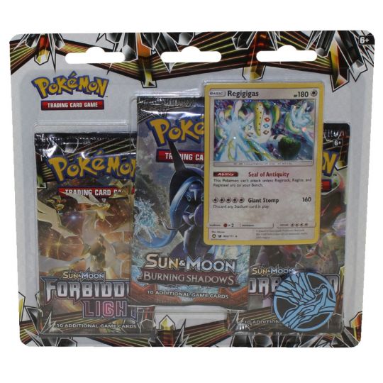 Pokemon Cards - S&M: Forbidden Light - REGIGIGAS BLISTER PACK (3 Boosters,1  Coin & 1 Foil) (New): Sell2BBNovelties.com: Sell TY Beanie Babies, Action  Figures, Barbies, Cards & Toys selling online