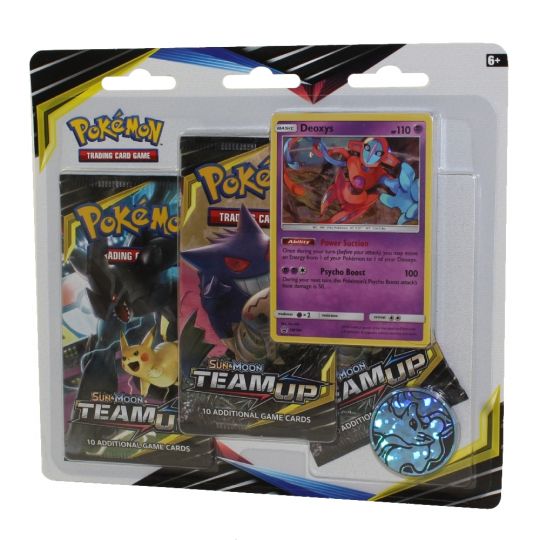 Pokemon Cards - S&M: Team Up - DEOXYS BLISTER PACK (3 Boosters,1 Coin & 1  Foil) (New): Sell2BBNovelties.com: Sell TY Beanie Babies, Action Figures,  Barbies, Cards & Toys selling online