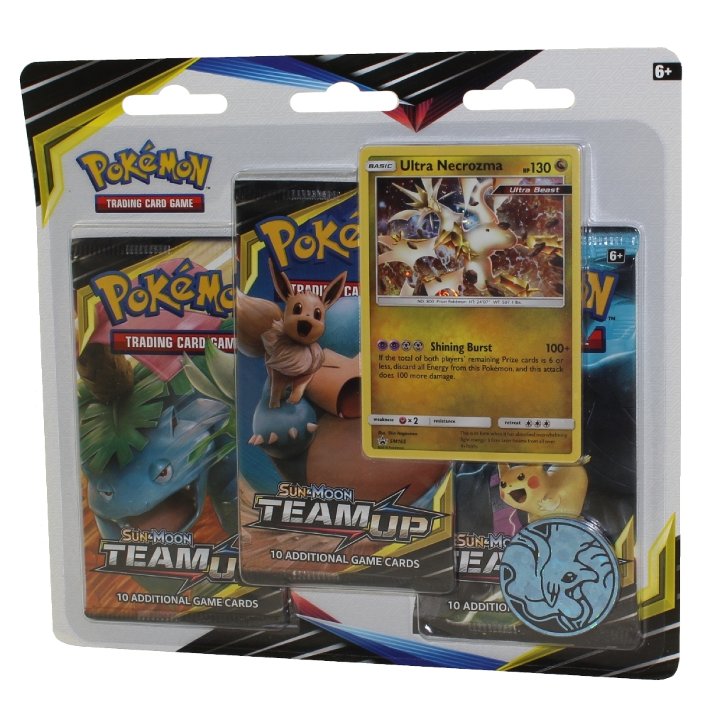 Pokemon Cards - S&M: Team Up - ULTRA NECROZMA BLISTER PACK (3 Boosters,1  Coin & 1 Foil) (New): Sell2BBNovelties.com: Sell TY Beanie Babies, Action  Figures, Barbies, Cards & Toys selling online