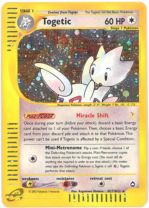 pokemon togetic card Light (You must still do anything else in order to use that attack.) (No matter what type the Defending Pokemon is Togetic-Holo (16) 2000 Pokemon Neo