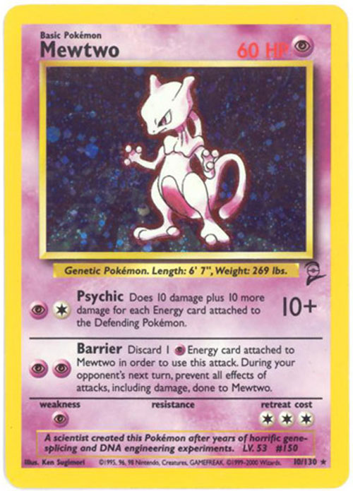 Pokemon Card - Base 2 Set 10/130 - MEWTWO (holo-foil) (Mint): Sell2BBNovelties.com: Sell TY Beanie Babies, Action Figures, Barbies, Cards & Toys selling online Pokemon Card - Base 2 Set 10/130 - MEWTWO (holo-foil) (Mint): Sell2BBNovelties.com: Sell TY Beanie Babies, Action Figures, Barbies, Cards & Toys selling online