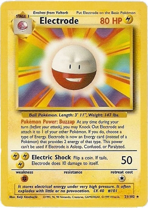 Pokemon Card - Base 21/102 - ELECTRODE (rare) (Mint ...