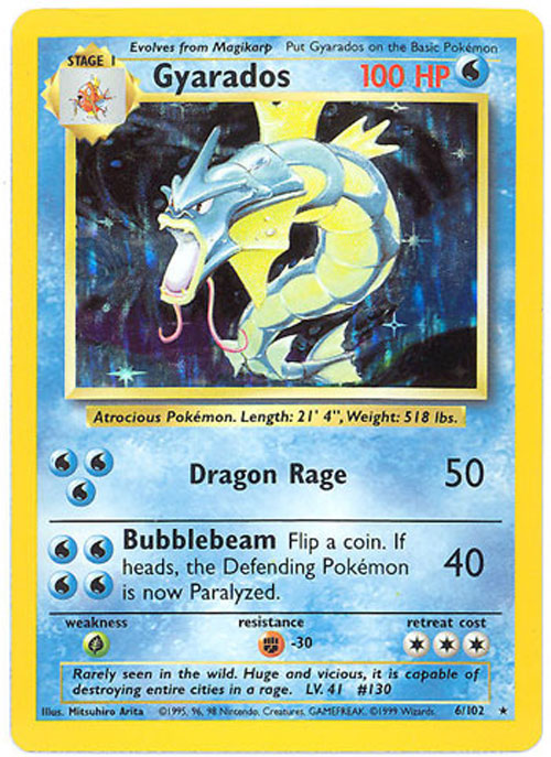 Pokemon Card - Base 6/102 - GYARADOS (holo-foil) (Mint): Sell2BBNovelties.com: Sell TY Beanie Babies, Action Figures, Barbies, Cards & Toys selling online Pokemon Card - Base 6/102 - GYARADOS (holo-foil) (Mint): Sell2BBNovelties.com: Sell TY Beanie Babies, Action Figures, Barbies, Cards & Toys selling online