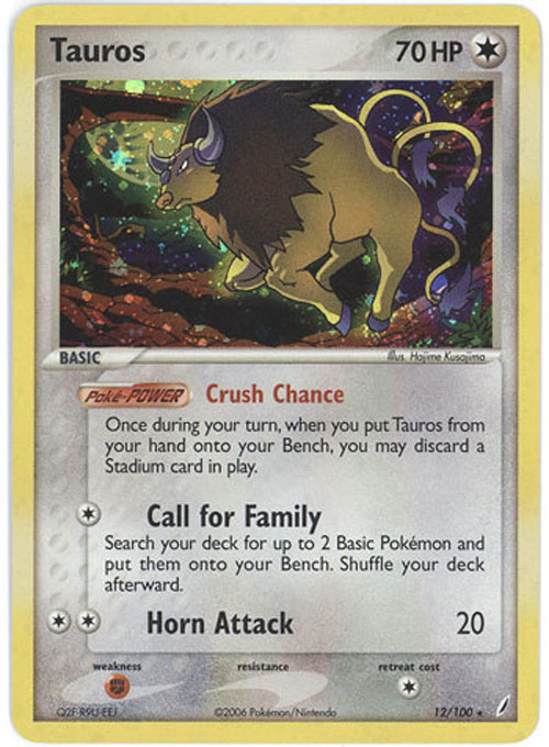 Pokemon Card - Crystal Guardians 12/100 - TAUROS (holo-foil) (Mint):  Sell2BBNovelties.com: Sell TY Beanie Babies, Action Figures, Barbies, Cards  & Toys selling online