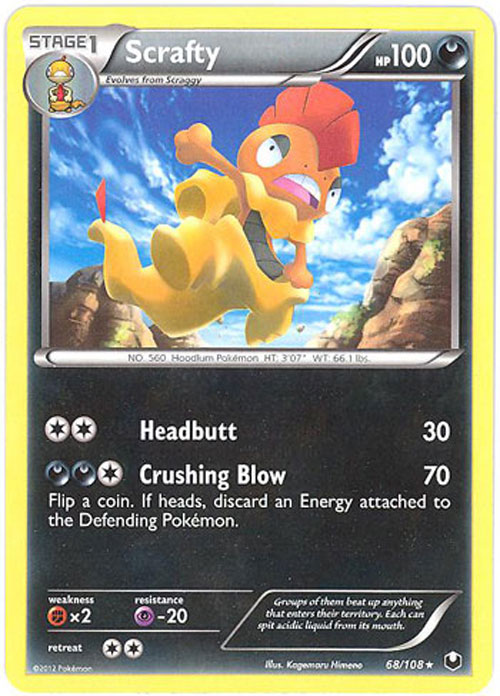 Pokemon Card - B&W: Dark Explorers 68/108 - SCRAFTY (rare) (Mint)