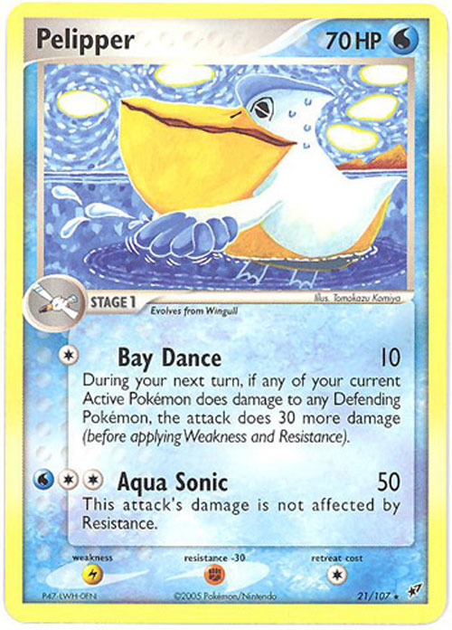 Pokemon Card - Deoxys 21/107 - PELIPPER (rare) (Mint):  Sell2BBNovelties.com: Sell TY Beanie Babies, Action Figures, Barbies, Cards  & Toys selling online