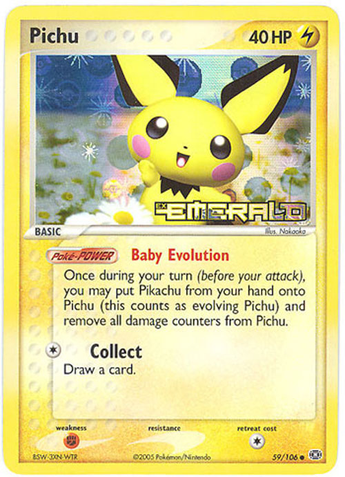 Pokemon Card - Emerald 59/106 - PICHU (reverse holo