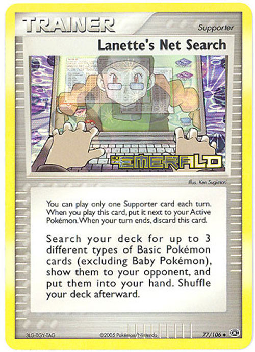 Pokemon Card - Emerald 77/106 - LANETTE'S NET SEARCH (reverse holo) (Mint): Sell2BBNovelties.com: Sell TY Beanie Babies, Action Figures, Barbies, Cards & Toys selling online Pokemon Card - Emerald 77/106 - LANETTE'S NET SEARCH (reverse holo) (Mint): Sell2BBNovelties.com: Sell TY Beanie Babies, Action Figures, Barbies, Cards & Toys selling online