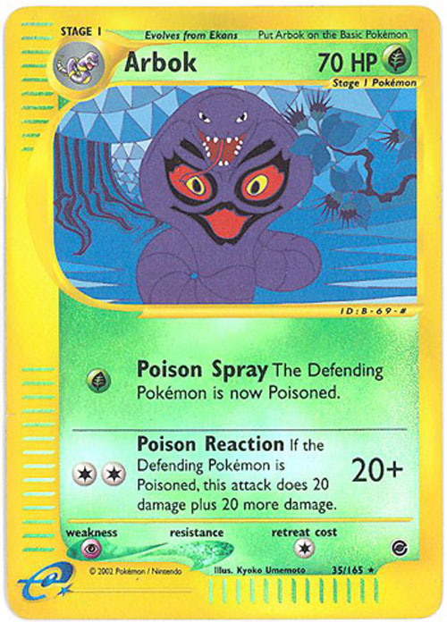 arbok pokemon card value 1995 Dark Arbok Rare Holo Pokemon Card Team Rocket 2/82 Basic 1999 Holographic PL [G] Terror Strike (10) Flip a coin Pokemon Card - Expedition 35/165