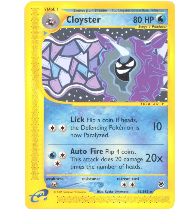 Pokemon Card - Expedition 42/165 - CLOYSTER (rare) (Mint): Sell2BBNovelties.com: Sell TY Beanie Babies, Action Figures, Barbies, Cards & Toys selling online Pokemon Card - Expedition 42/165 - CLOYSTER (rare) (Mint): Sell2BBNovelties.com: Sell TY Beanie Babies, Action Figures, Barbies, Cards & Toys selling online