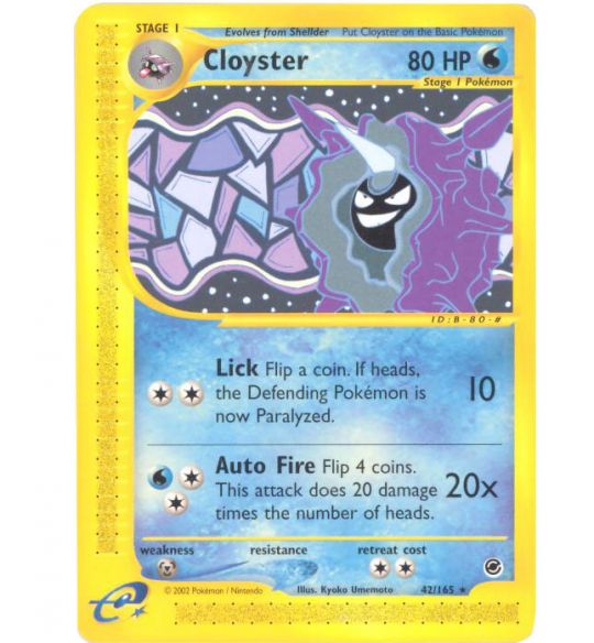 Pokemon Card - Expedition 42/165 - CLOYSTER (rare) (Mint):  Sell2BBNovelties.com: Sell TY Beanie Babies, Action Figures, Barbies, Cards  & Toys selling online