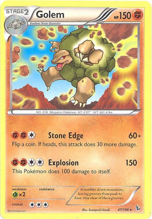 Pokemon Card - XY: Flashfire 47/106 - GOLEM (rare) (Mint)