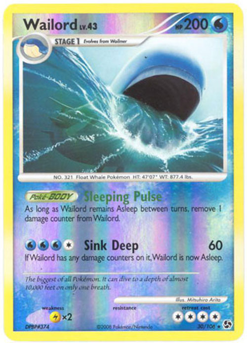 Pokemon Card Great Encounters 30/106 WAILORD Lv. 43 (reverse holo
