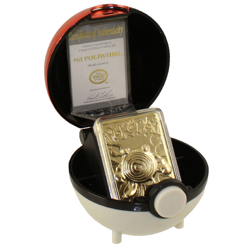 Pokemon Toys - Burger King Gold-Plated Trading Card - POLIWHIRL #061  (Pokeball & Gold Card - Loose)