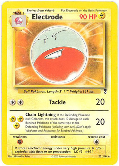Pokemon Card - Legendary Collection 22/110 - ELECTRODE (rare) (Mint): Sell2BBNovelties.com: Sell TY Beanie Babies, Action Figures, Barbies, Cards & Toys selling online Pokemon Card - Legendary Collection 22/110 - ELECTRODE (rare) (Mint): Sell2BBNovelties.com: Sell TY Beanie Babies, Action Figures, Barbies, Cards & Toys selling online