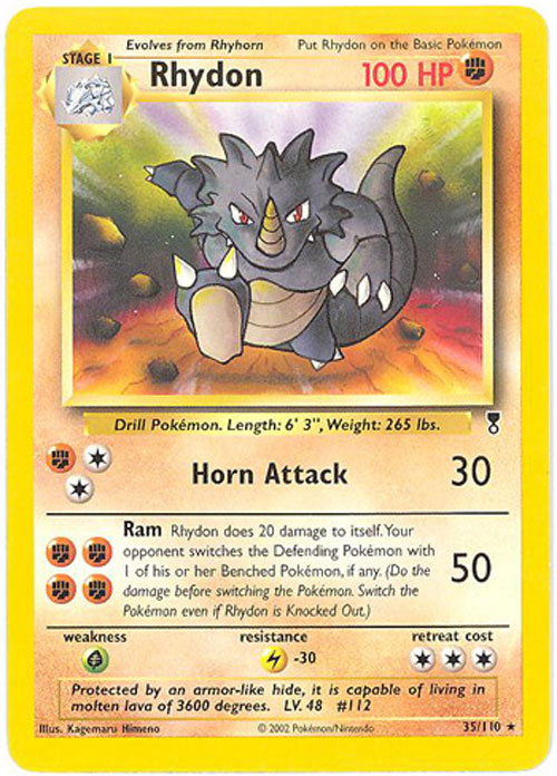 Pokemon Card - Legendary Collection 35/110 - RHYDON (rare) (Mint