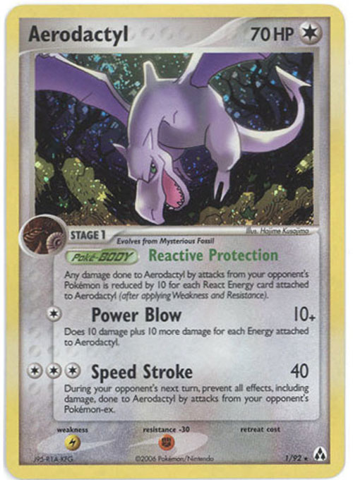 Pokemon Card - Legend Maker 1/92 - AERODACTYL (holo-foil) (Mint):  Sell2BBNovelties.com: Sell TY Beanie Babies, Action Figures, Barbies, Cards  & Toys selling online