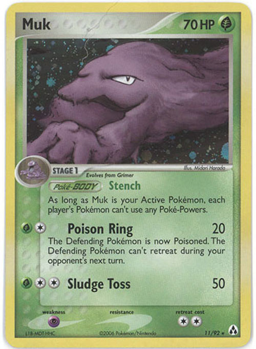 holographic muk pokemon card Muk 005/092 e Holo Card