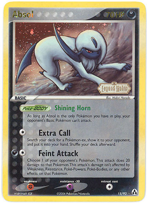 Pokemon Card - Legend Maker 15/92 - ABSOL (reverse holo) (Mint):  Sell2BBNovelties.com: Sell TY Beanie Babies, Action Figures, Barbies, Cards  & Toys selling online
