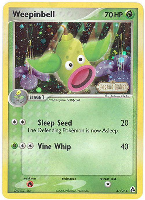 pokemon weepinbell card - KDJL-SSR-011 Holo Rare you may make your opponents Active Pokmon Burned and Poisoned Pokemon Card - Legend Maker