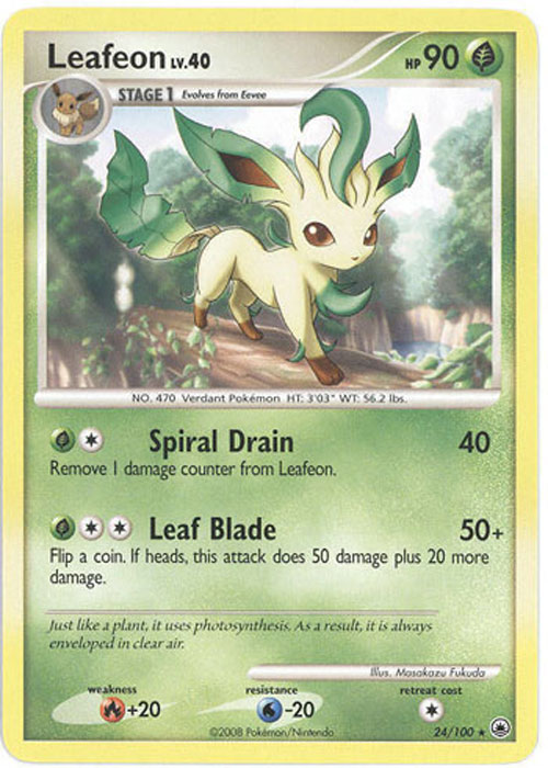 Pokemon Card - D&P: Majestic Dawn 24/100 - LEAFEON Lv.40 (rare) (Mint):  Sell2BBNovelties.com: Sell TY Beanie Babies, Action Figures, Barbies, Cards  & Toys selling online